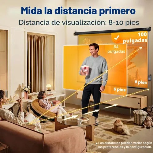 Miniatura 7 de VIVOHOME Pantalla de proyector motorizada 16:9 de 100 pulgadas con control remoto, pantalla de proyección eléctrica automática, pantalla de película