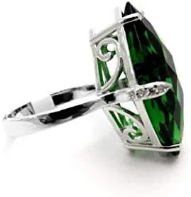 Miniatura 4 de R6495 Anillo moderno de plata de ley con forma de marquesa de helenita verde de lujo