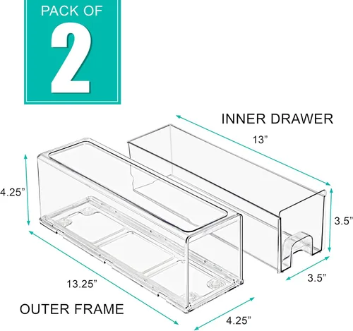 Miniatura 3 de Sorbus - Cajones para refrigerador, transparentes, apilables, contenedores organizadores extraíbles para cocina, congelador, tocador
