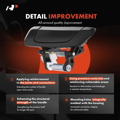 Miniatura 3 de A-Premium Manijas de puerta exteriores compatibles con Honda Civic 2001 2002 2003 2004 2005, sedán, negro liso, juego de 2 piezas, lado trasero