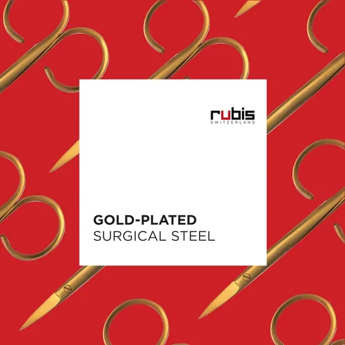 Miniatura 3 de Rubis Tijeras de uñas clásicas de acero inoxidable para uñas precisas, cutículas y cejas, 1F004, dorado, Rubis Switzerland Swiss Made mundialmente