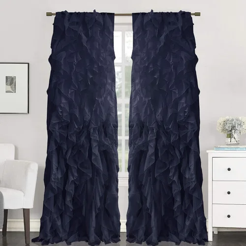 Miniatura 10 de Sweet Home Collection Paquete de 2 Paneles de Ventana Cortinas de Gasa Transparente con Volantes Verticales en Cascada Gris
