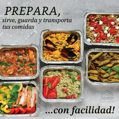 Miniatura 7 de (Paquete de 55) Bandejas de aluminio de 1 libra con tapas, recipientes desechables de papel de aluminio para hornear, almacenamiento de comida