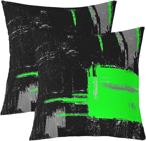 Miniatura 13 de Juego de 2 fundas de almohada abstractas de 16 x 16 pulgadas para niños, niñas, adolescentes, decoración de dormitorio, moderna a rayas, decoración