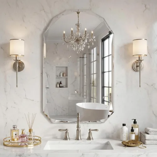 Miniatura 17 de Suidia Espejo de baño, espejo de pared de 20 x 30 pulgadas, espejo de baño sin marco con borde biselado para dormitorio, sala de estar, entrada