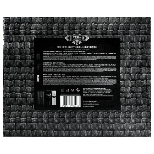 Miniatura 7 de Cuba Prestige Black de Cuba para hombres - Juego de regalo de 3 piezas de 3 onzas EDT en aerosol, gel de ducha de 6.6 onzas, 3.3 onzas después
