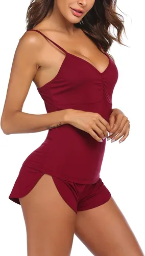 Miniatura 4 de Ekouaer Conjunto de pijama para mujer, ropa de dormir de rayón con cuello en V y pantalones cortos
