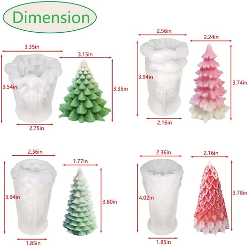 Miniatura 5 de Kit de 4 moldes de silicona para árbol de Navidad, moldes de resina y cera para velas de jabón