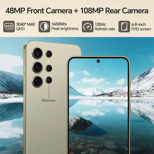 Miniatura 3 de Teléfonos desbloqueados, 12GB+512GB teléfonos Android desbloqueados, 5G Android 14 Smartphone, Snapdragon888, 5000mAh (plateado)