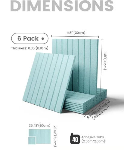 Miniatura 2 de Tablero de anuncios de fieltro grande de 36 x 24 pulgadas, alternativa al tablero de corcho – Paquete de 6 con 40 pestañas adhesivas extraíbles