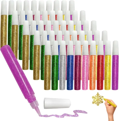 Miniatura 9 de Mesen Paquete de 10 unidades – Juego de barras de pegamento con purpurina no tóxicas y lavables, bolígrafos de gel con purpurina para proyectos