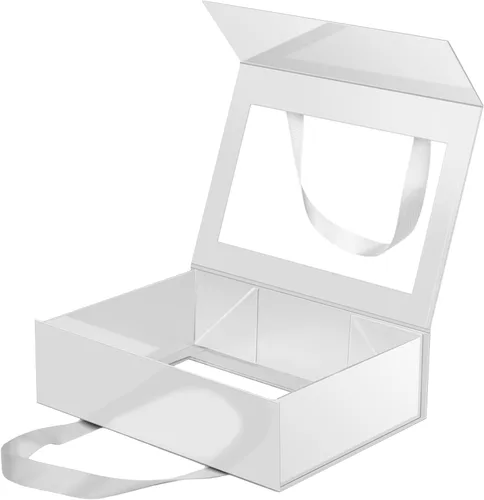 Miniatura 9 de Caja de regalo negra con ventana, caja de regalo magnética transparente para regalo, caja de propuesta de padrino de boda (10.5 x 7.5 x 3 pulgadas)