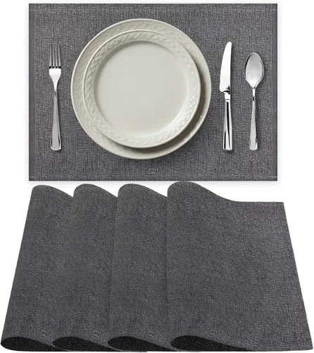Italy - Manteles individuales de tela prémium (juego de 4) manteles individuales 100% algodón, color gris carbón, 20 x 14 pulgadas, tela tejida