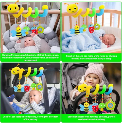 Miniatura 4 de Juguetes de asiento de automóvil para bebés de 0 a 6 meses, versión mejorada, asiento de automóvil en espiral y juguete de actividad de cochecito