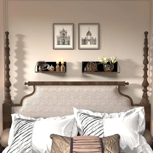 Miniatura 6 de Giftgarden - Estantes flotantes para pared con diseño único de lobos aulladores recortados, estante de madera de hierro rústico con decoración