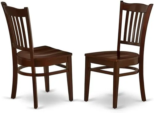 Miniatura 4 de East West Furniture HLGR5-MAH-W - Juego de muebles de comedor de 5 piezas, incluye una mesa de comedor redonda con pedestal y 4 sillas de asiento