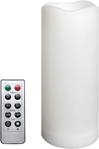 Paquete de 1 vela de pilar sin llama para exteriores con control remoto y temporizador, impermeable, funciona con pilas, juego de velas LED