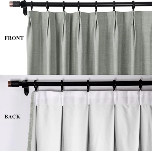 Miniatura 2 de Fcosie Pinch Pleated Curtains Linen Blackout Drapes for Bedroom Linen Curtain Panels Room Darkening/Light Blocking/Privacy Proctecting/Noise Niebla