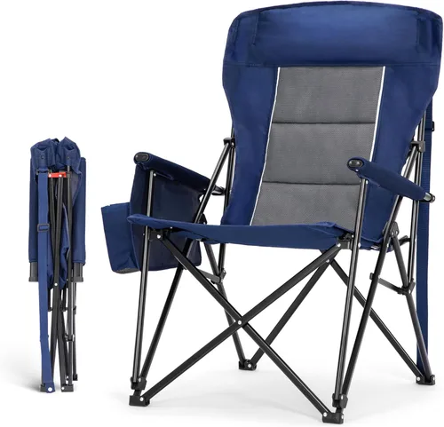Miniatura 10 de HIGH POINT SPORTS Sillas de campamento de gran tamaño para adultos, respaldo alto, silla de césped resistente, soporta 500 libras, silla plegable