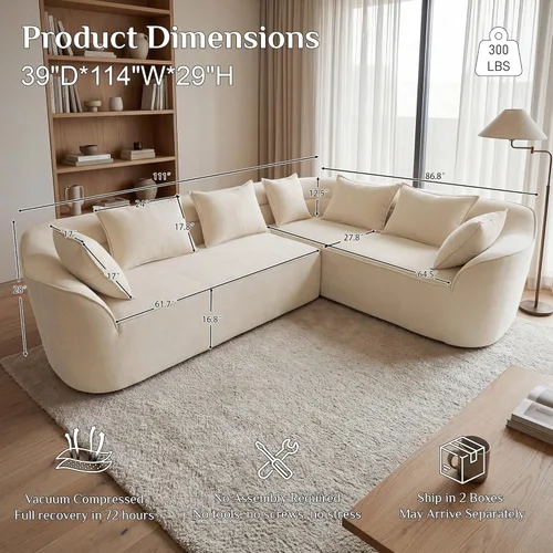 Miniatura 7 de OUYESSIR Sofá modular de gran tamaño de 111 pulgadas para sala de estar, sofá moderno de felpilla de lujo de 4 plazas, asiento extra profundo, sofá