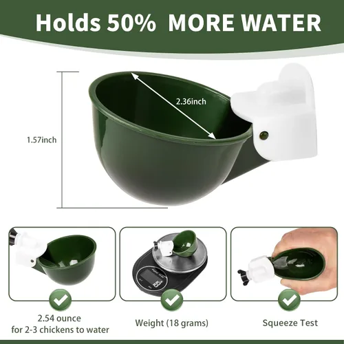 Miniatura 6 de Paquete de 12 tazas de agua para pollo, cuenco alimentador automático de llenado, sistema de riego por gravedad para aves de corral, dispensador