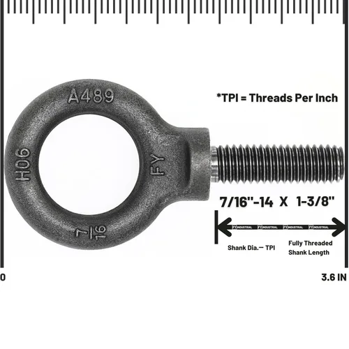 Miniatura 3 de 3 pernos de ojo de hombro de elevación de 7/16"-14 x 1-3/8" Autocolorido