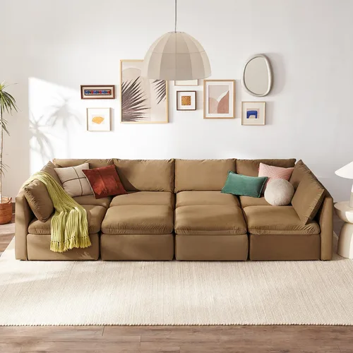 Miniatura 40 de mopio Sofá Seccional Modular de Gran Tamaño con Fundas Completamente Extraíbles y Almacenamiento, Convertible en Forma de U, en Forma de L
