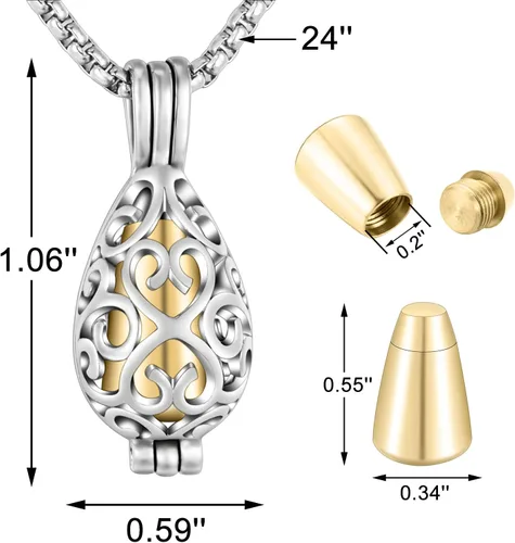 Miniatura 3 de XIUDA Collar de urna personalizado para cenizas humanas, collar de cenizas de flor de loto con mini urna de recuerdo, joyería de cremación
