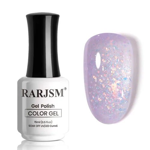 Miniatura 57 de RARJSM Esmalte de Uñas en Gel Rosa con Purpurina Nude, Rosa Brillante con Pigmento Dorado Brillante, Esmalte de Uñas en Gel Gelatinoso Transparente