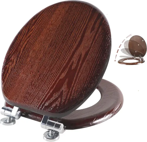 Miniatura 11 de Angel Shield - Asiento para inodoro alargado de madera con cierre silencioso, fácil de limpiar y bisagras de liberación rápida