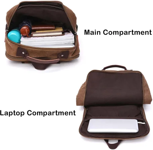 Miniatura 4 de Mochila de lona vintage, mochila resistente para senderismo y campamento, mochila casual para hombres y mujeres, se adapta a portátiles de 15.6 Café