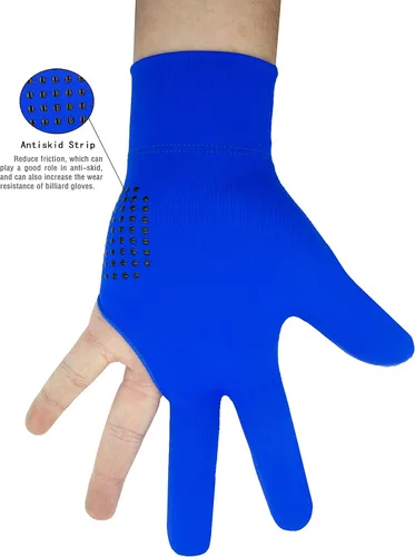 Miniatura 3 de ANIMSWORD Juego de 2 guantes de billar transpirables y cómodos que se adaptan a la mano izquierda para guantes deportivos Snooker Cue. Azul