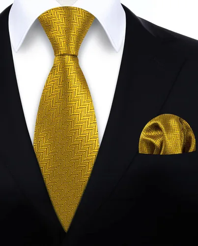 Miniatura 125 de HISDERN Conjunto de corbata a cuadros a cuadros pañuelo tejido clásico formal para hombre corbata y bolsillo cuadrado
