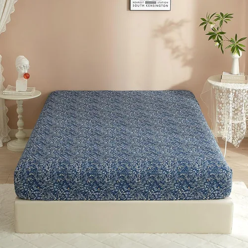 Miniatura 19 de Sábana ajustada 100% algodón suave tamaño queen de bolsillo profundo con rayas coloridas y estampado Gingham, sin arrugas, 1 pieza, sábana