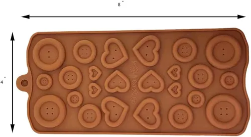Miniatura 7 de Rosa 2 botones redondos de silicona y corazón chocolate DIY molde Baby Shower Fondant Cute Sugar Craft Chocolate Chip