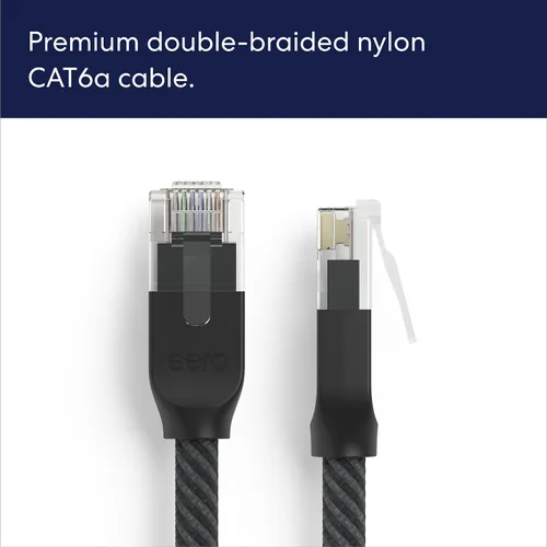 Cable Ethernet Amazon eero CAT6a: Admite velocidades de más de 10 gigabits, 1 pie, paquete de 1, negro titanio Titanium Black