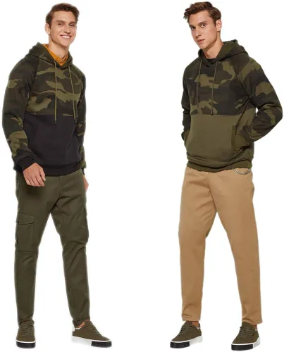 Miniatura 4 de LBL - Sudadera con capucha para hombre, de mezcla suave, con bolsillo tipo canguro