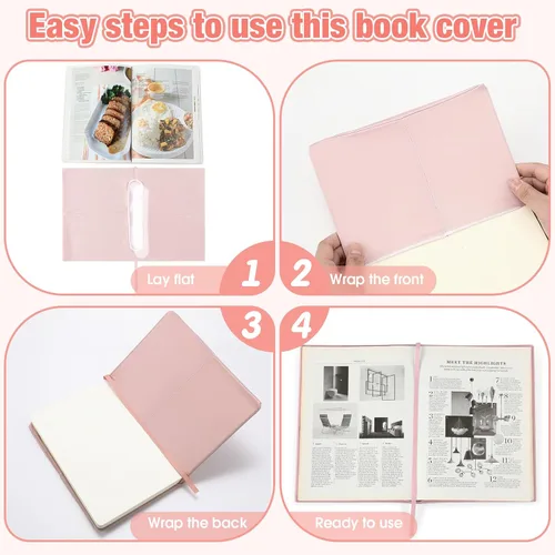 Miniatura 5 de PerKoop 12 fundas gigantes para libros, de tela elástica, protector de libros escolares, reutilizable, lavable, protector para la mayoría de libros