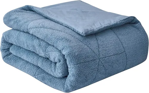 Miniatura 9 de Chezmoi Collection Zane - Juego de edredón Sherpa de 2 piezas, juego de ropa de cama reversible de microfibra lavada de doble cara