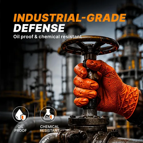 Miniatura 5 de TitanFlex Heavy Duty Orange Industrial Nitrile Gloves with Raised Diamond Texture, Latex Free (6mil/8mil)