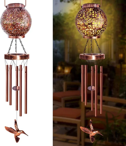 Miniatura 8 de YHmall Campanillas de viento Cardinal para exteriores, luces colgantes solares, campanillas de viento al aire libre, regalos Cardinal para mujeres