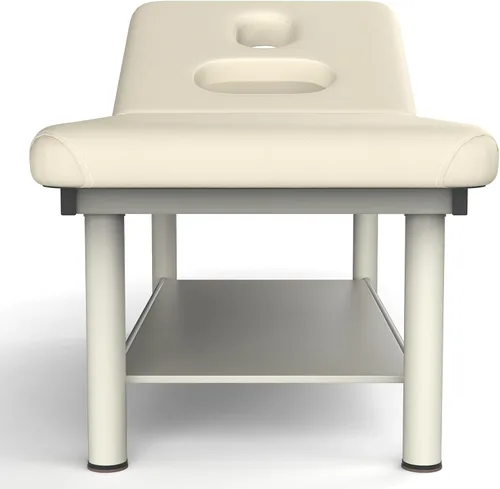 Miniatura 7 de pouseayar Cama de masaje estacionaria profesional resistente con respaldo ancho para terapia, tratamientos faciales, marco de metal, piel sintética