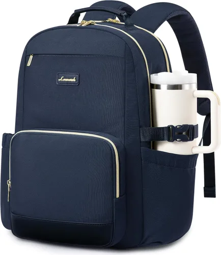 Miniatura 29 de LOVEVOOK Mochila para laptop para mujer con bolsillo para taza de gran capacidad, bolsa de computadora portátil de 15.6 pulgadas, mochila de viaje