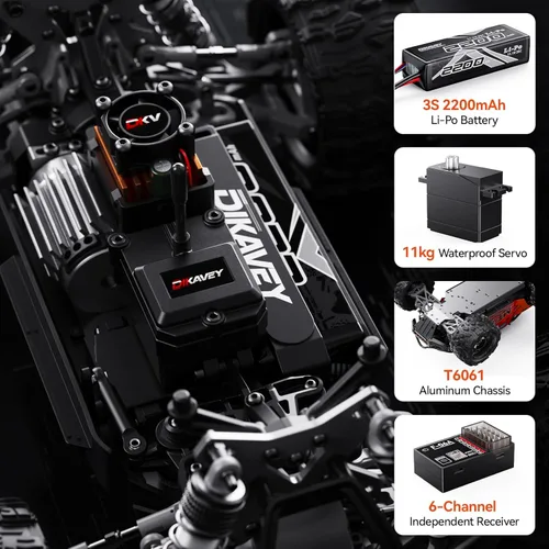 Miniatura 3 de 1/16 80km/h Camión RC sin escobillas 4WD, Coches de control remoto todo terreno actualizables con batería 3S, Camión RC todoterreno rápido Rojo