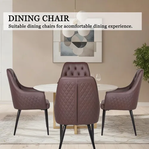 Miniatura 9 de Juego de 2 sillas de comedor modernas, tapizadas de piel sintética, sillas de comedor, sillas de cocina, silla con brazo copetudo con patas de metal