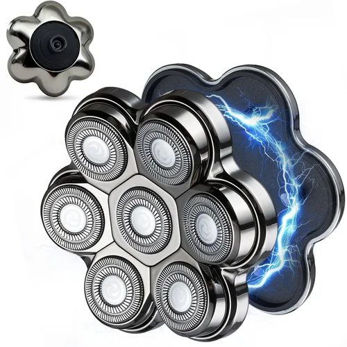 Miniatura 13 de Cabezales de repuesto para afeitadora de cabeza magnéticas, 7 cuchillas de repuesto compatibles con Freebird Shaver y otras marcas (plateado6)