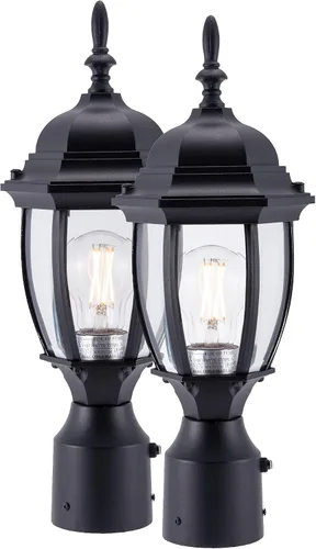 Miniatura 14 de LIT-PaTH Farol de poste de iluminación para exteriores, base mediana E26 máx. 60 W, carcasa de aluminio más vidrio, acabado blanco mate, paquete de 1