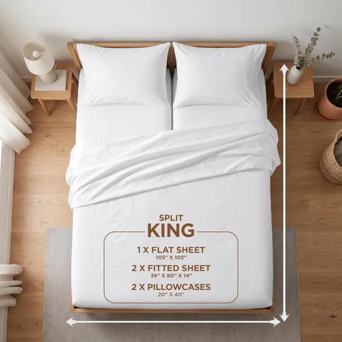 Miniatura 2 de Juego de sábanas Split King con 2 sábanas bajeras individuales XL, ropa de cama de 5 piezas, sin arrugas, resistente a la decoloración, microfibra