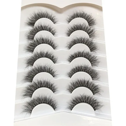 Miniatura 528 de Pooplunch - Pestañas postizas finas de visón sintético, estilo ojo de gato, naturales, cruzadas, tipo racimo, efecto 8D de volumen, tiras