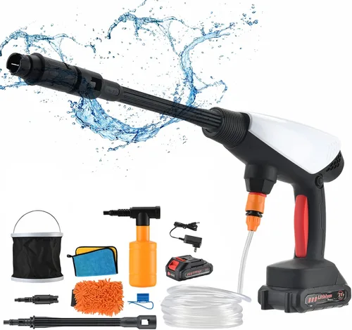LAND - Lavadora a presión inalámbrica, portátil de 20 V con batería de 2.0 Ah, lavado de autos con boquilla Sapry ajustable todo en uno para